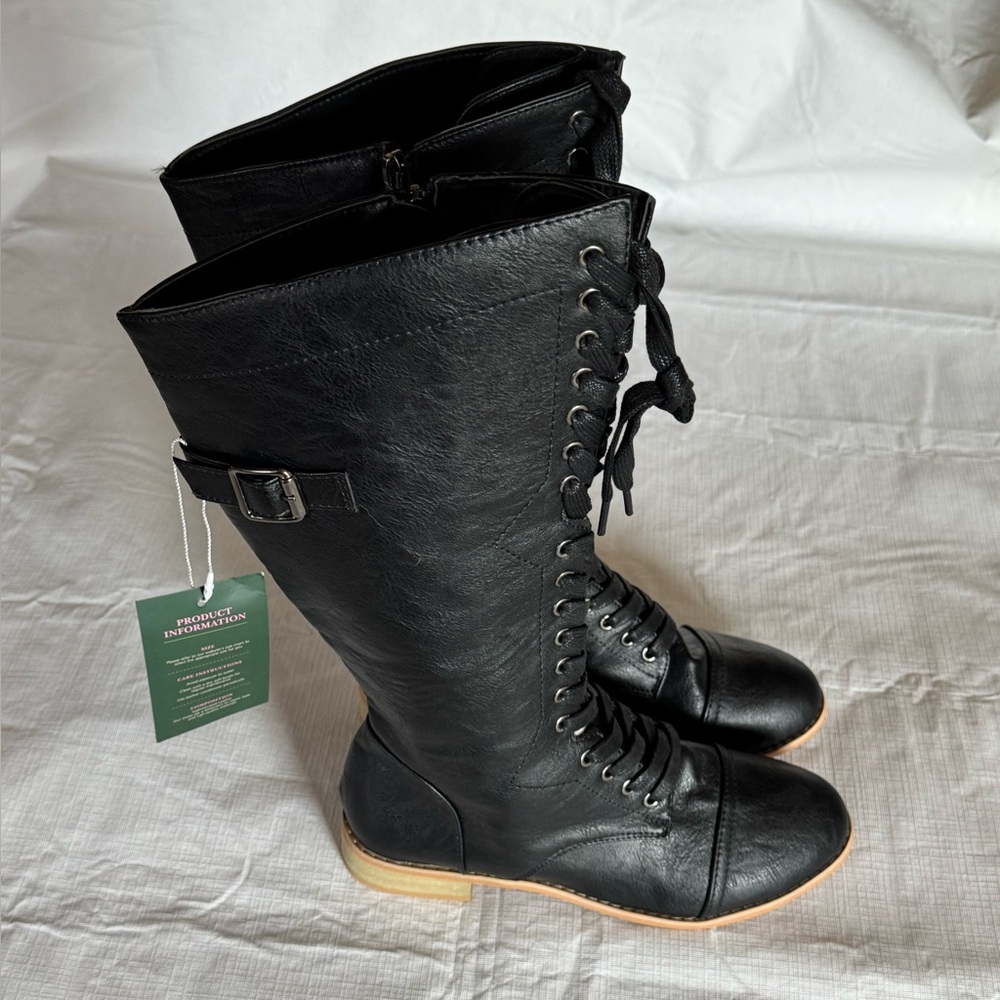 ZeraClub Black Lace-Up Women's Boots